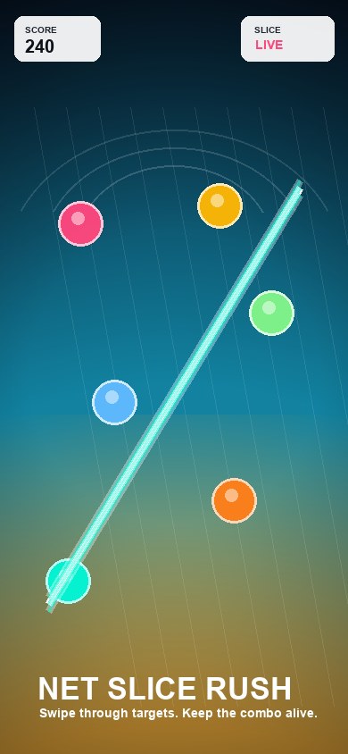 Net Slice Rush Mable AI slicing arcade game screenshot