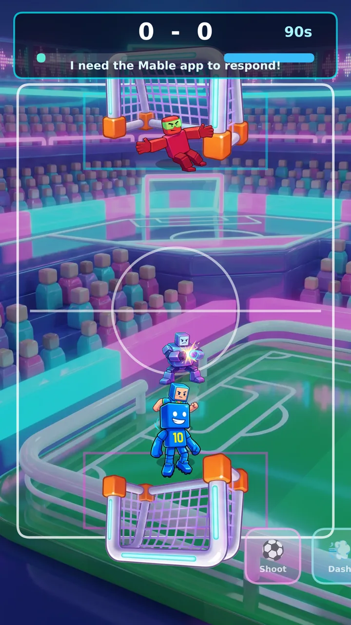 Neon Toybox Strikers Mable AI sports game screenshot