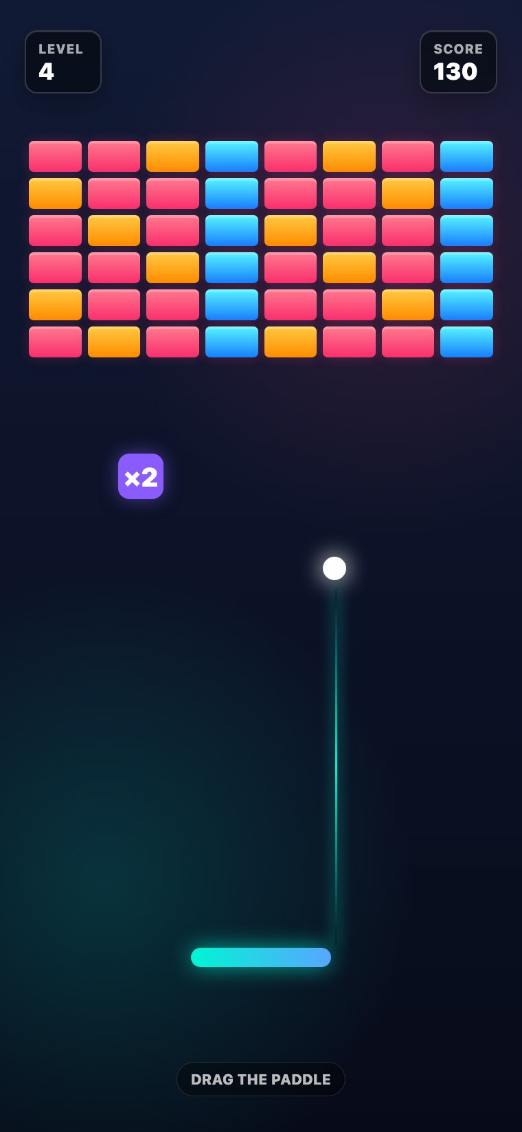 A brick breaker game created with Mable
